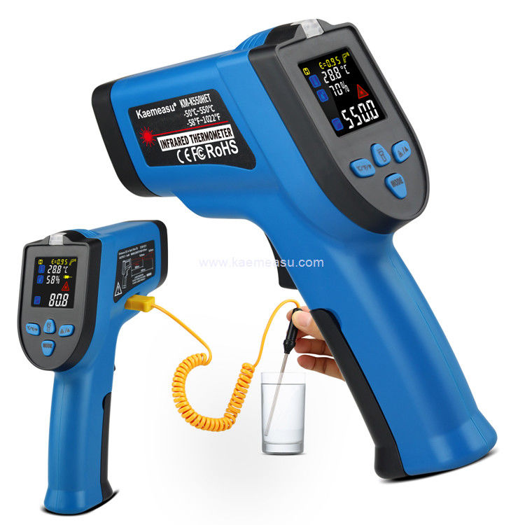 Kaemeasu 550 ° C hiển thị màu không chạm nhiệt kế với loại K nhiệt cặp