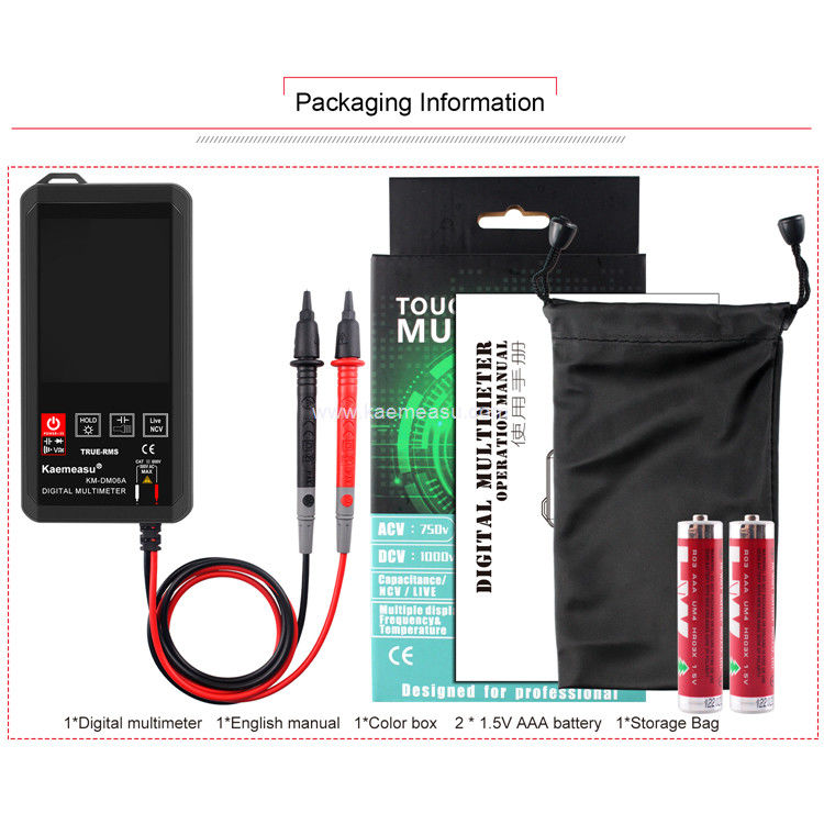 Kaemeasu EBTN Hiển thị màn hình cảm ứng Digital Multimeter 6000 Count Multimeter Voltage Detector