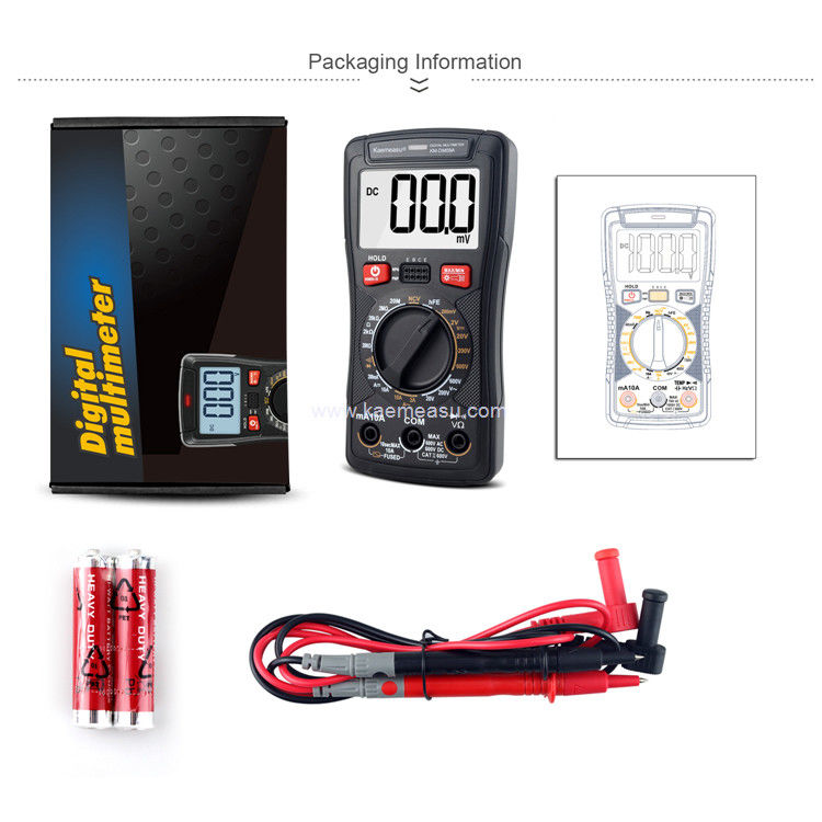 Kaemeasu 09A Digital Multimeter Ture RMS Điện áp hiện tại đo 2000 đếm Clamp Meter