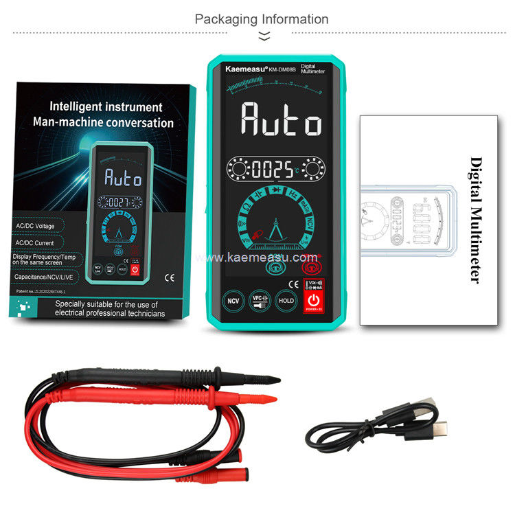 Kaemeasu 08D Voice Control Multimeter Tester Điện sĩ Voltmeter NCV Ture RMS Voltage Tester