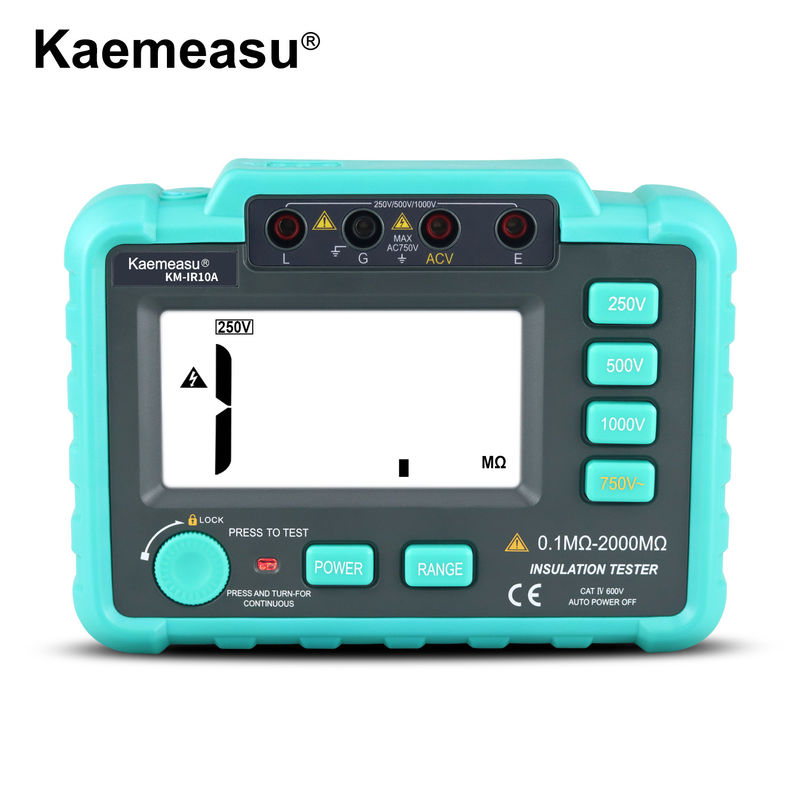 Kaemesau 1999 Count Display Insulation Resistance Tester 250V 500 V 1000 V Bảo vệ quá tải Kiểm tra chống cách nhiệt kỹ thuật số IR10A