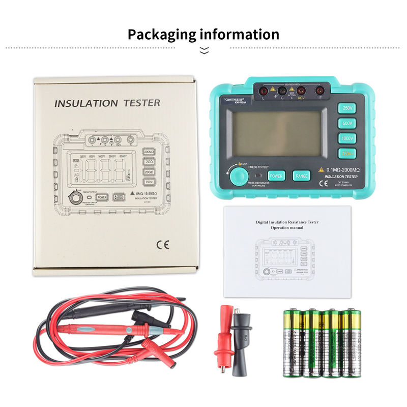 Kaemesau 1999 Count Display Insulation Resistance Tester 250V 500 V 1000 V Bảo vệ quá tải Kiểm tra chống cách nhiệt kỹ thuật số IR10A