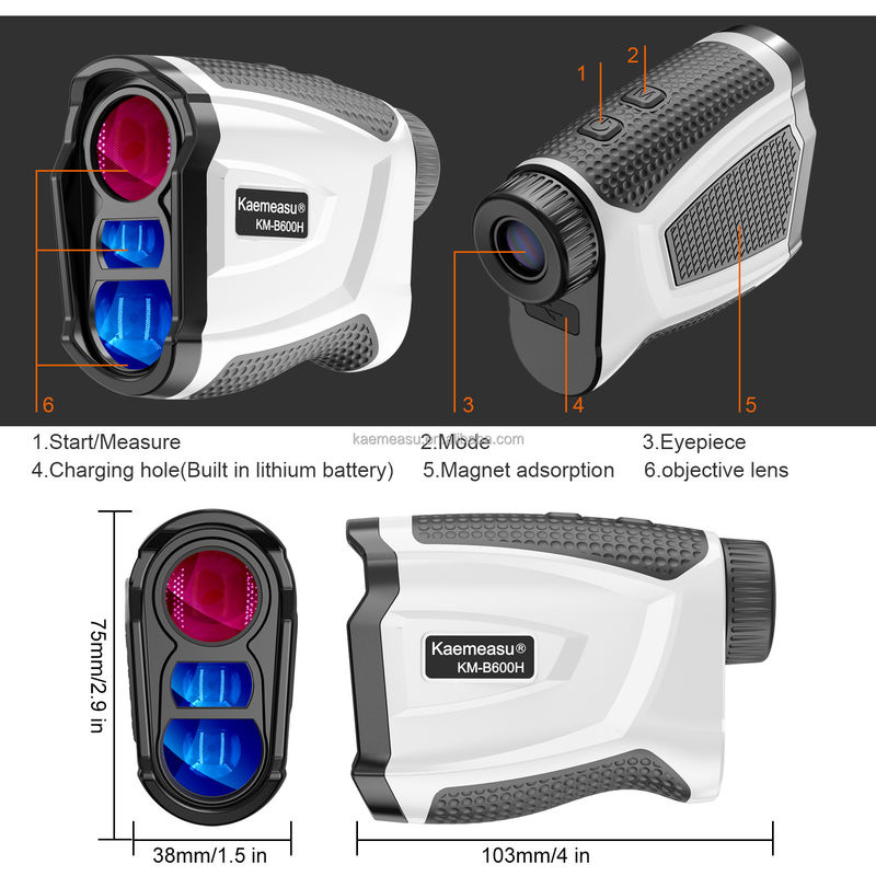 Kaemeasu cầm tay có thể sạc lại OEM săn bắn Golf Laser Rangefinder với Magnet Adsorption 450M/600M/800M/1000M