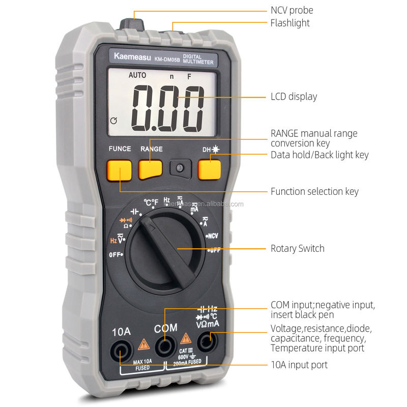 Máy kiểm tra điện áp đa di động mini điện điện NCV điện thông minh kỹ thuật số đa số với chỉ số pin thấp
