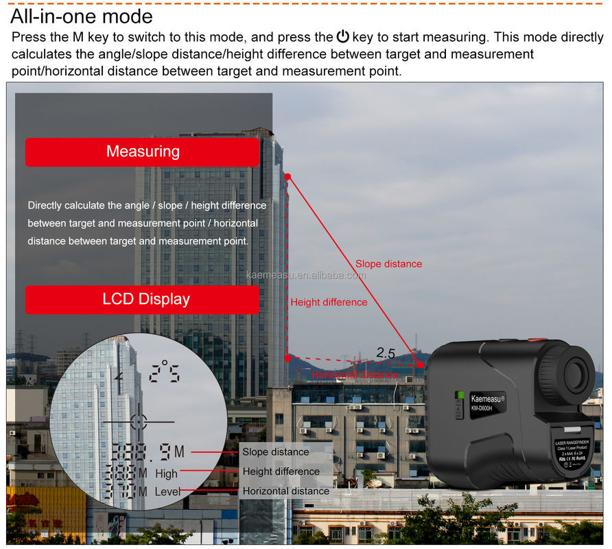 1000m Máy đo xa tốc độ đo độ dốc Phạm vi đo khoảng cách Laser Telescope Máy đo xa Laser