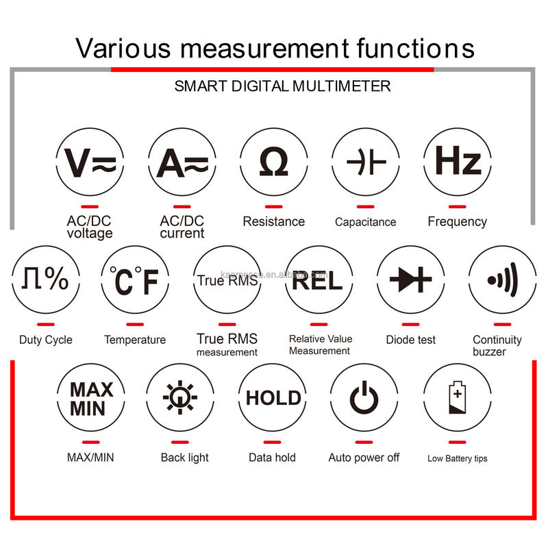 Thợ điện Multi-Tester 6000 Số lượng Analogic Multimeter T-RMS Diode Test Continuity Buzzer Digital Multimeters
