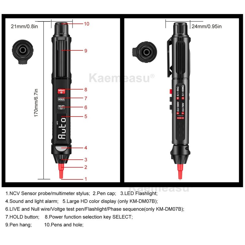 Phong cách phổ biến Mini Pen Digital Multimeter với Live / NCV / Sequence Non Contact Voltage Detection Multimeter Tester