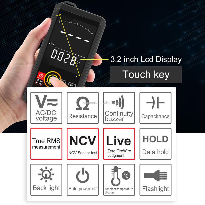 EBTN Hiển thị cảm ứng số đa phương 6000 đếm số đa phương Ncv chức năng trung lập thử nghiệm dây trực tiếp số đa phương