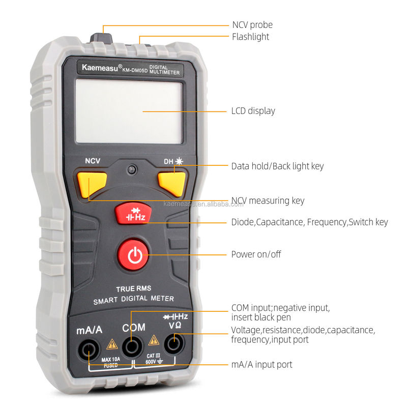 Kaemeasu Đèn đa số kỹ thuật số thông minh di động DC AC Auto Range Digital Multimeter Live Naught Wire Line Test Digital Multimeter