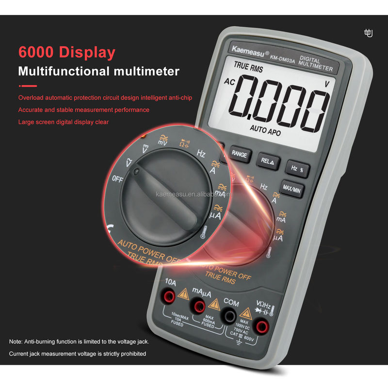 Độ chính xác cao chống cháy 1000V Digital Multimeters màn hình LCD Voltmeter True RMS Function Multi Meter với thám nhiệt độ