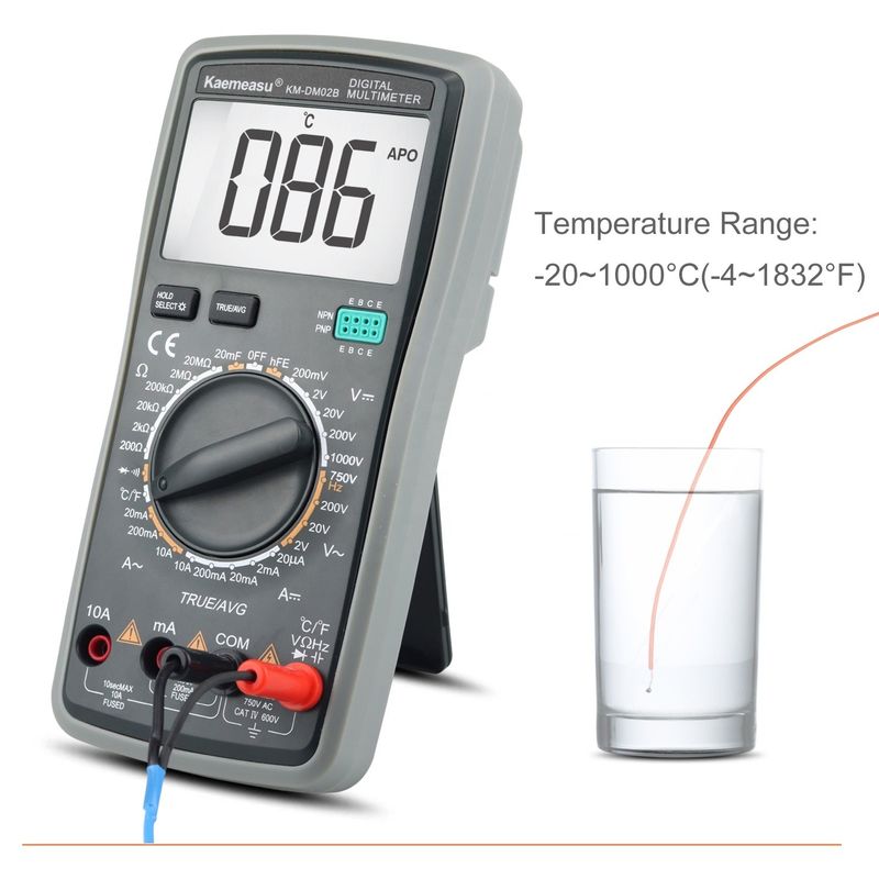 Độ chính xác cao chống cháy 1000V Digital Multimeters màn hình LCD Voltmeter True RMS Function Multi Meter với thám nhiệt độ
