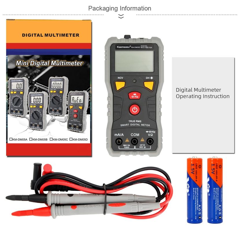 Máy đo đa số kỹ thuật số túi DC/AC đa chức năng Capacity cao độ chính xác Ncv Ohm Hz Tester Range tự động Máy đo đa số kỹ thuật số