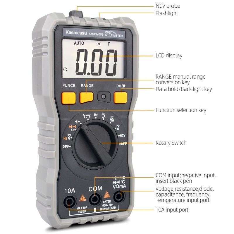 Auto Range Lcd Display điện Multi Tester T-rms NCV Xe đo Bench Digital Multimeters với thăm dò