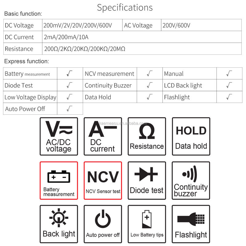 Máy tính đa chức năng túi Universal Meter Repair Tool Voltage Current Resistance Tester NCV Digital Multimeter
