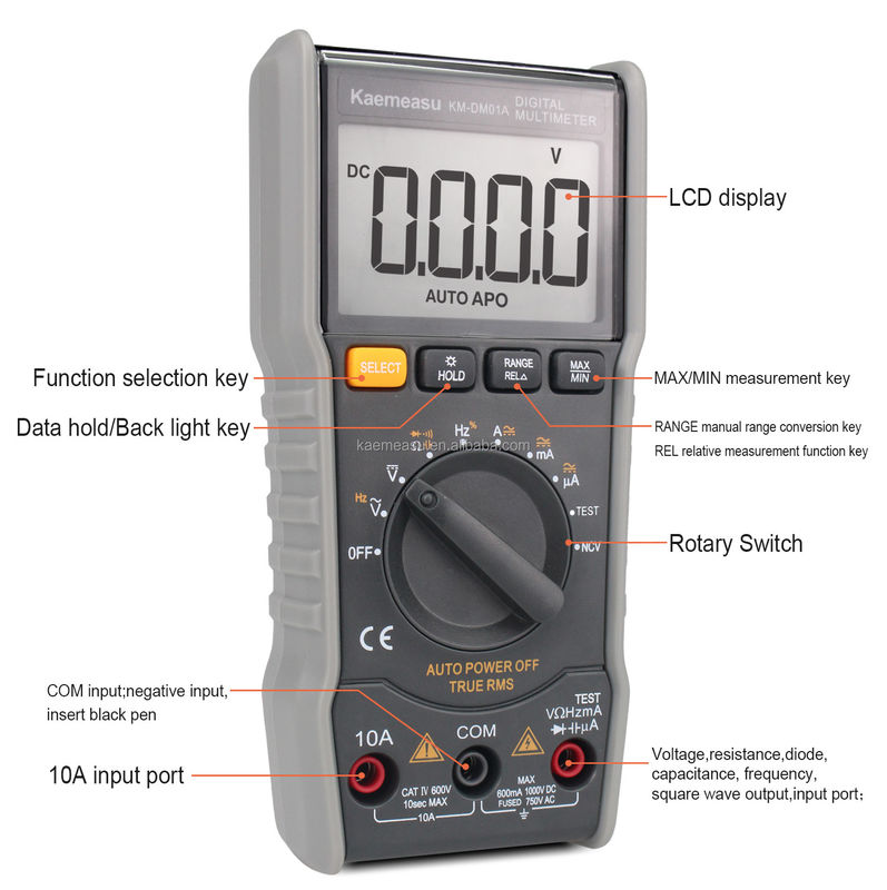 6000 Đếm DC/AC Capacitance Resistance NCV T-RMS Live Wire/Nothing Wire đo số đa số