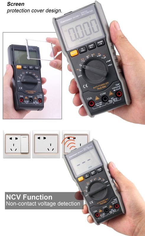 Máy đo điện chống cháy True-rms Ncv Ohm Hz Tester Smart Digital Multimeter với máy thăm dò nhiệt độ