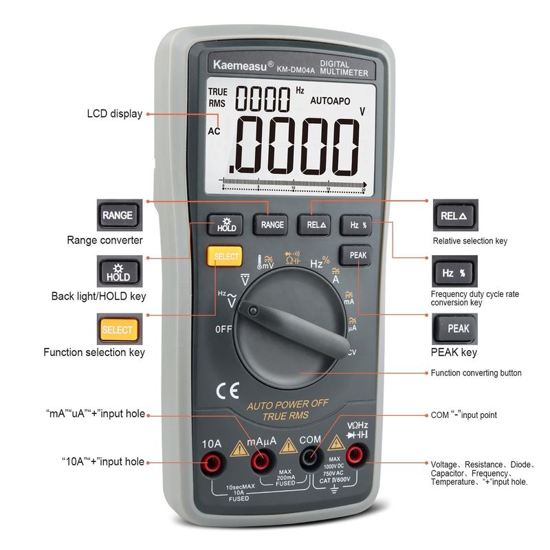 ABS Electric Parts 04A OEM ODM Auto range Smart Multitester thiết bị phòng thí nghiệm DC/AC 20000 Count Digital Multimeters