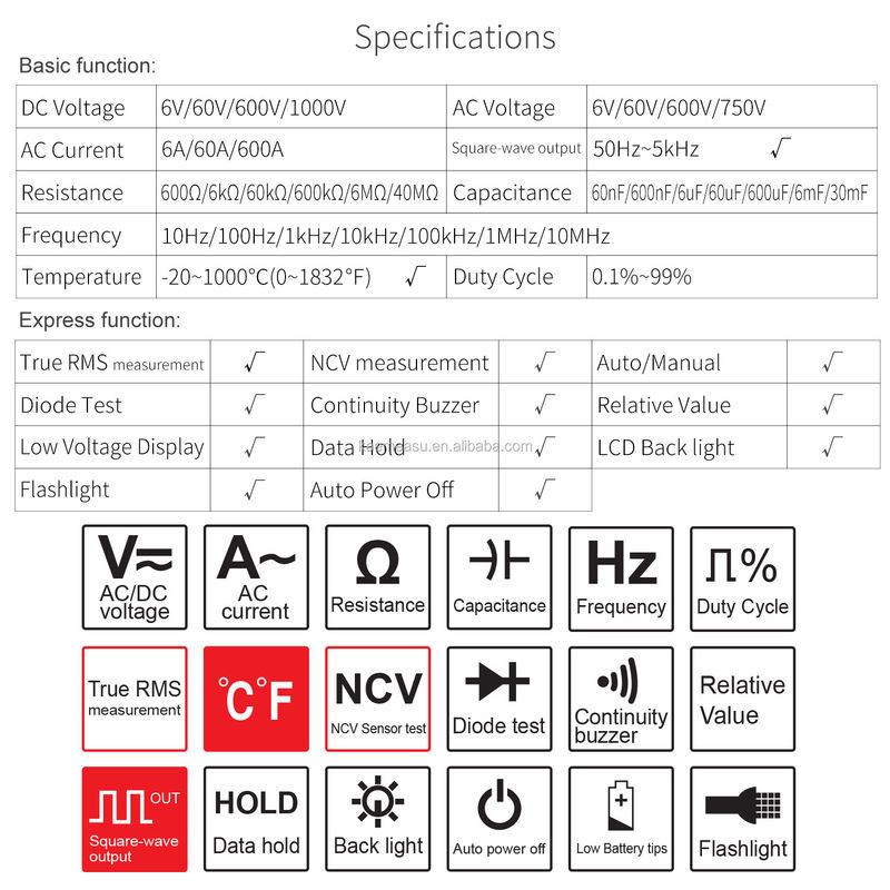 Máy đo kẹp nhỏ Máy đo đa điện NCV 1000v Máy đo điện tử AC DC