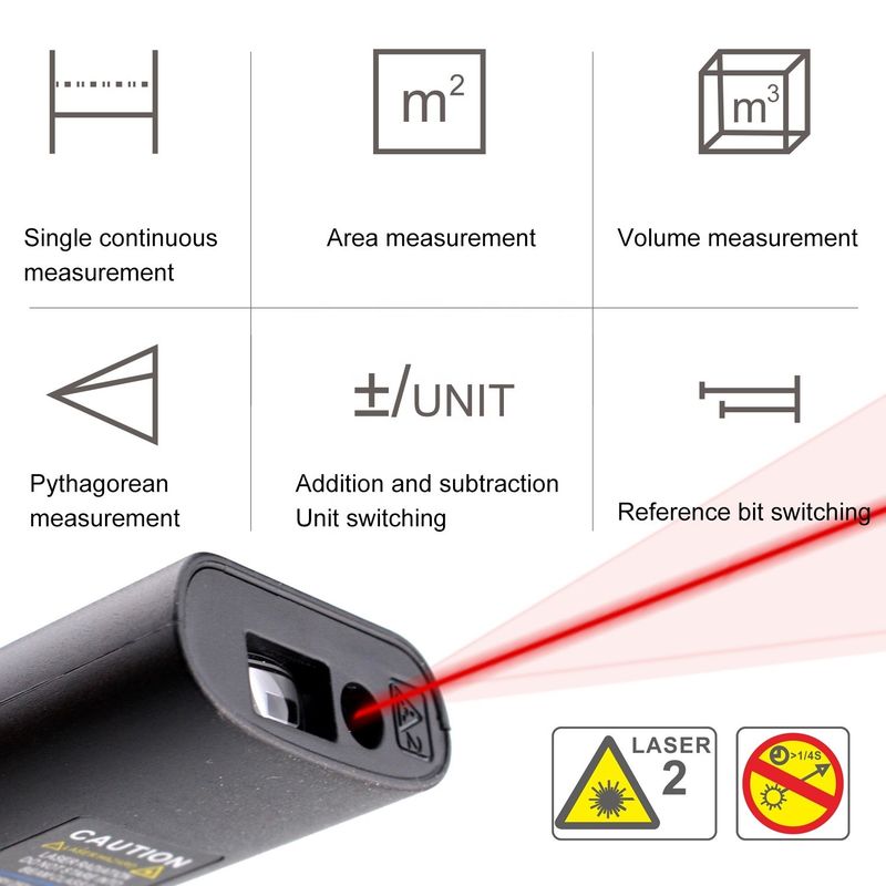 Máy đo khoảng cách laser sạc USB 40m Mini cầm tay Máy đo khoảng cách laser cực đỏ chính xác cao