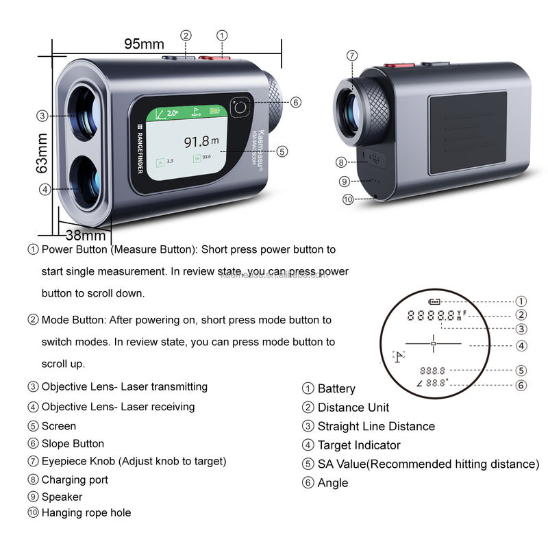 Máy đo băng laser kỹ thuật số chuyên nghiệp 600m Thiết bị đo điện tử với màn hình LCD Máy đo xa 6.5x