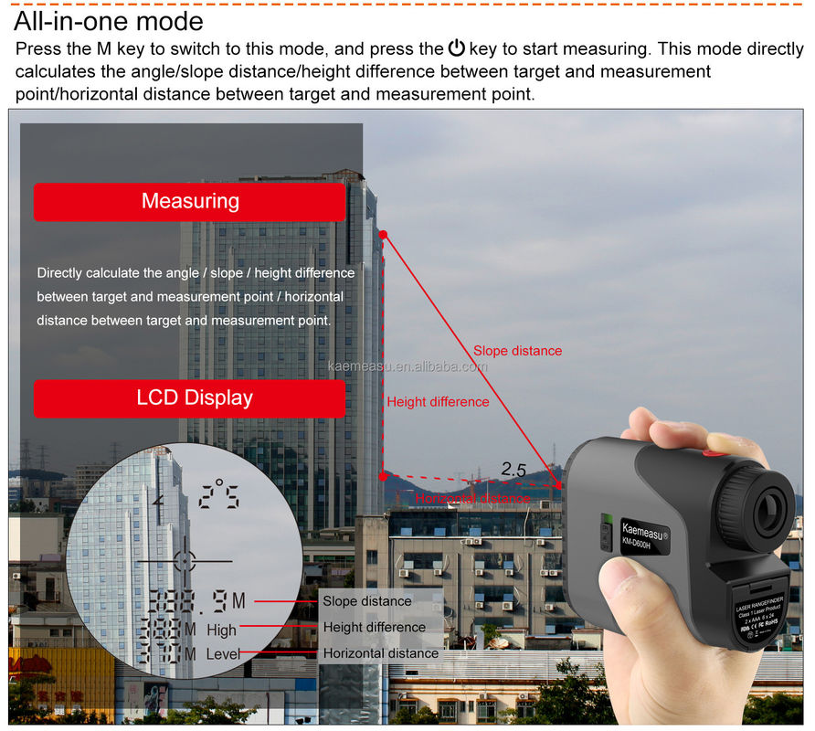 D450m pin Laser Distance Meter Range Finder Golf Rangefinder Vùng săn bắn với lớp 1 mức độ an toàn laser -20-50C