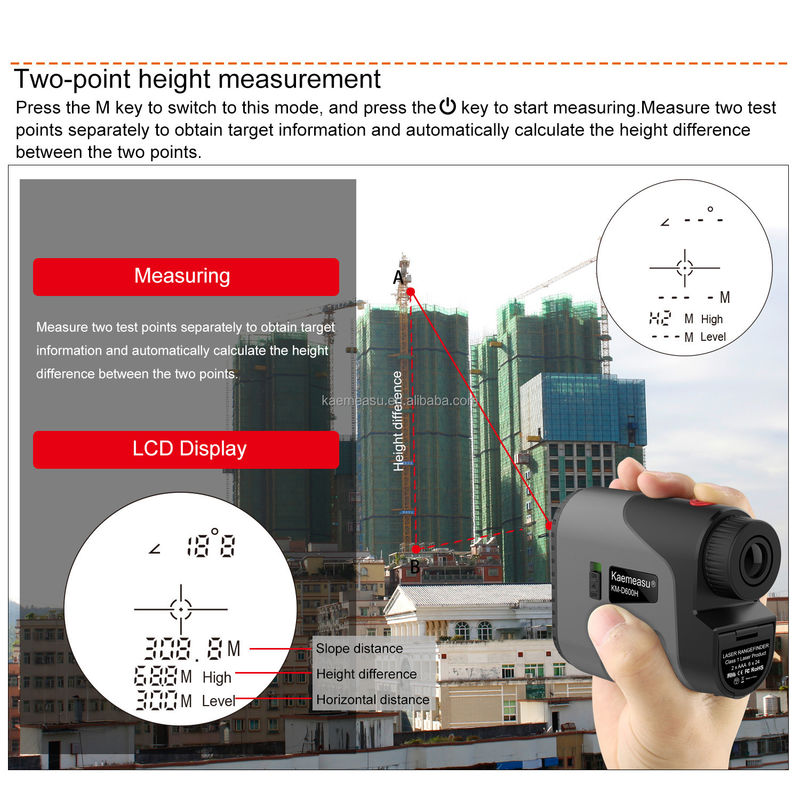 D450m pin Laser Distance Meter Range Finder Golf Rangefinder Vùng săn bắn với lớp 1 mức độ an toàn laser -20-50C
